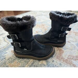 Merrell Decora Chant Boots Black Waterproof Leather Insulated Women's 7.5